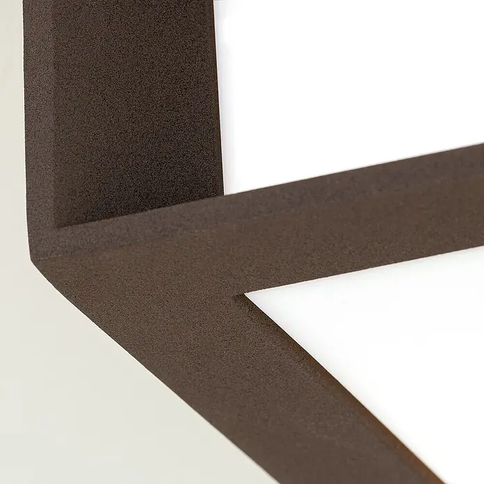 Orion Leuchten Außenwand- & Deckenleuchte Henry - 30 W, L x B x H: 26 x 26 x 8 cm, Corten, Opal, IP44