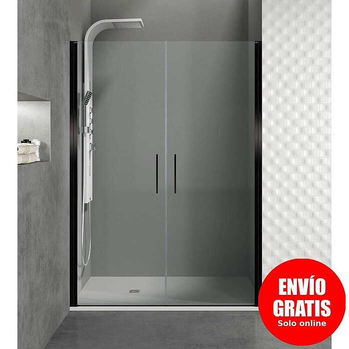 GME Mampara de ducha frontal Open Combi I (160 x 195 cm, Espesor de vidrio: 6 mm, Negro, An x Al: 160 (80/80) x 195 cm) | BAUHAUS
