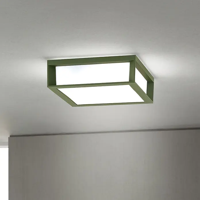 Orion Leuchten Außenwand- & Deckenleuchte Henry - 30 W, L x B x H: 26 x 26 x 8 cm, Grün, Opal, IP44