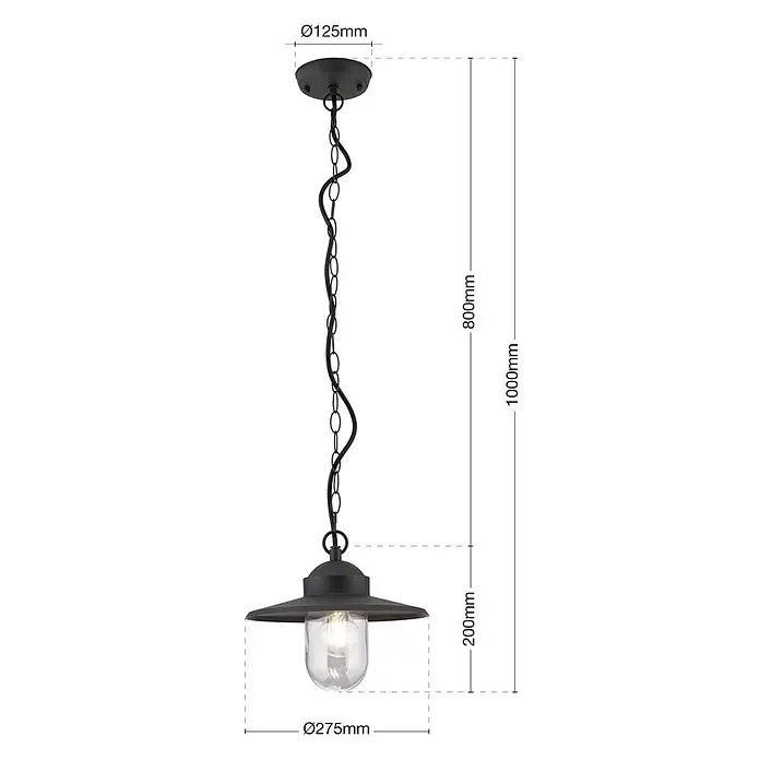 Orion Leuchten Außenwand- & Deckenleuchte Edward - 60 W, L x B x H: 27,5 x 27,5 x 100 cm, Schwarz, Klar, IP44