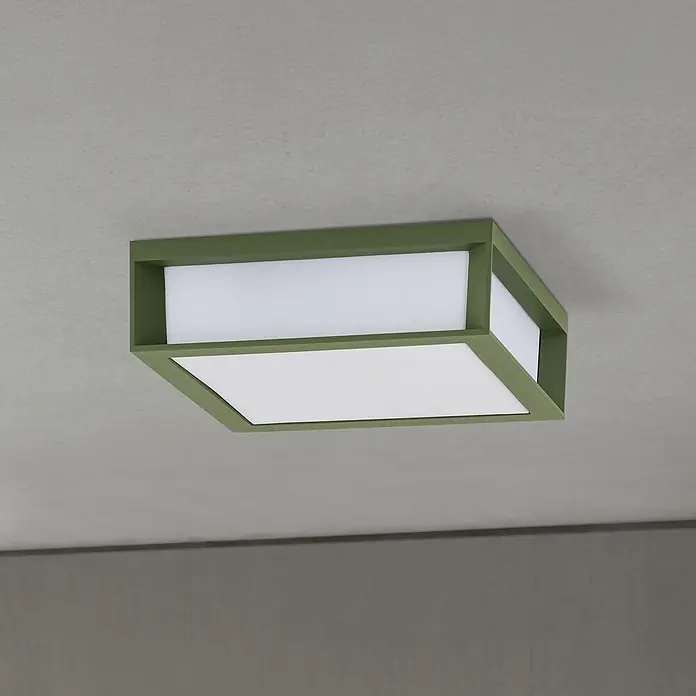 Orion Leuchten Außenwand- & Deckenleuchte Henry - 30 W, L x B x H: 26 x 26 x 8 cm, Grün, Opal, IP44