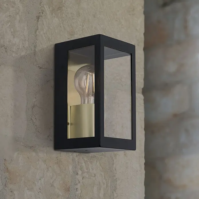 Orion Leuchten Außenwand- & Deckenleuchte Lumina - 40 W, L x B x H: 10,5 x 10,5 x 19,5 cm, Schwarz, Klar, IP44