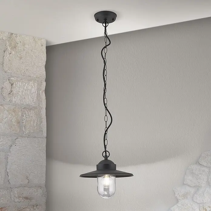 Orion Leuchten Außenwand- & Deckenleuchte Edward - 60 W, L x B x H: 27,5 x 27,5 x 100 cm, Schwarz, Klar, IP44