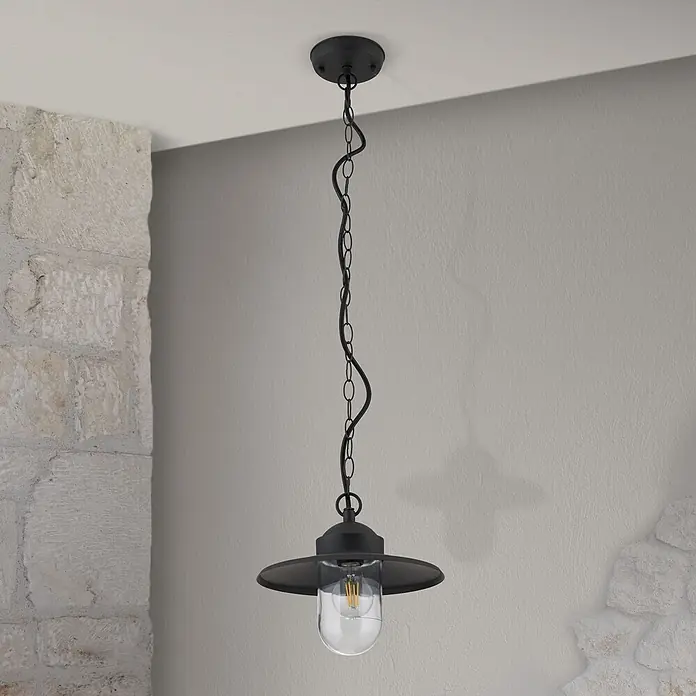 Orion Leuchten Außenwand- & Deckenleuchte Edward - 60 W, L x B x H: 27,5 x 27,5 x 100 cm, Schwarz, Klar, IP44