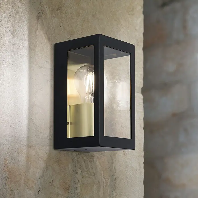 Orion Leuchten Außenwand- & Deckenleuchte Lumina - 40 W, L x B x H: 10,5 x 10,5 x 19,5 cm, Schwarz, Klar, IP44