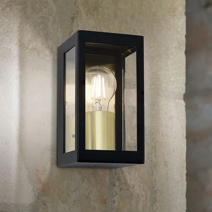 Orion Leuchten Außenwand- & Deckenleuchte Lumina - 40 W, L x B x H: 10,5 x 10,5 x 19,5 cm, Schwarz, Klar, IP44