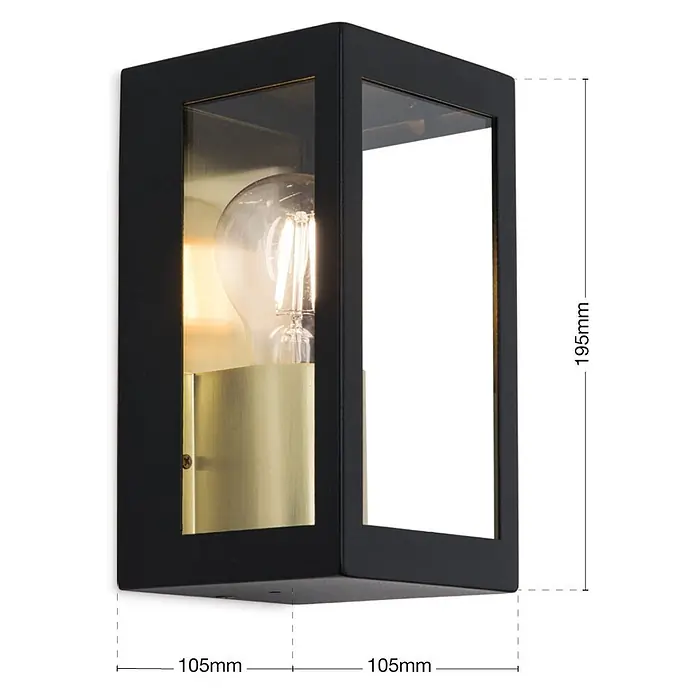 Orion Leuchten Außenwand- & Deckenleuchte Lumina - 40 W, L x B x H: 10,5 x 10,5 x 19,5 cm, Schwarz, Klar, IP44