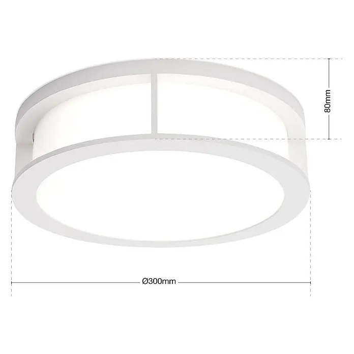 Orion Leuchten Außenwand- & Deckenleuchte Henry - 30 W, L x B x H: 30 x 30 x 8 cm, Weiß, Opal, IP44