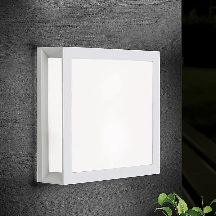 Orion Leuchten Außenwand- & Deckenleuchte Henry - 30 W, L x B x H: 26 x 26 x 8 cm, Weiß, Opal, IP44