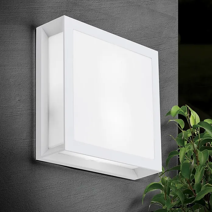 Orion Leuchten Außenwand- & Deckenleuchte Henry - 30 W, L x B x H: 26 x 26 x 8 cm, Weiß, Opal, IP44