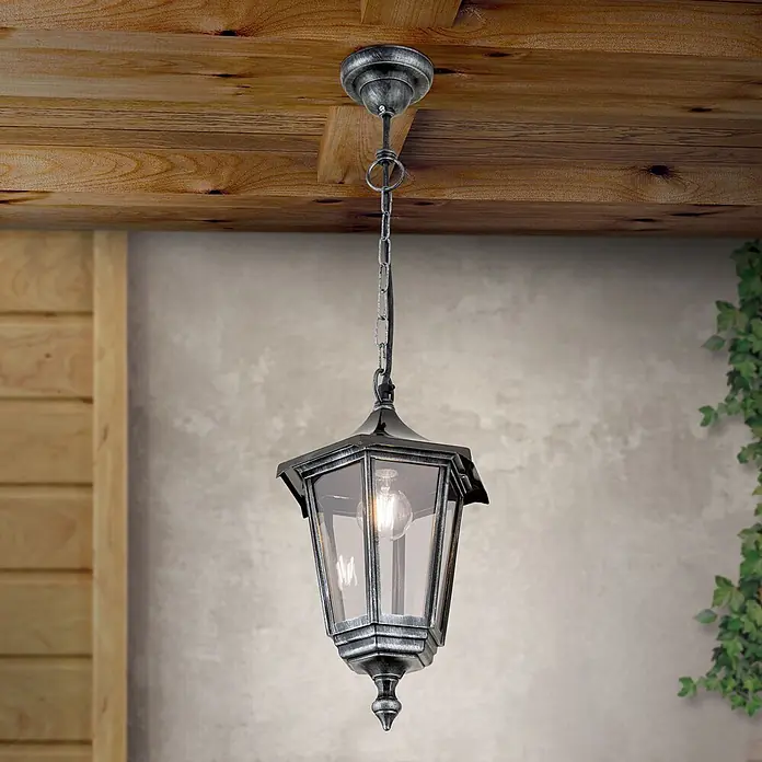 Orion Leuchten Außenwand- & Deckenleuchte Hermine - 60 W, L x B x H: 25,5 x 35 x 105 cm, Schwarz, Klar, IP40