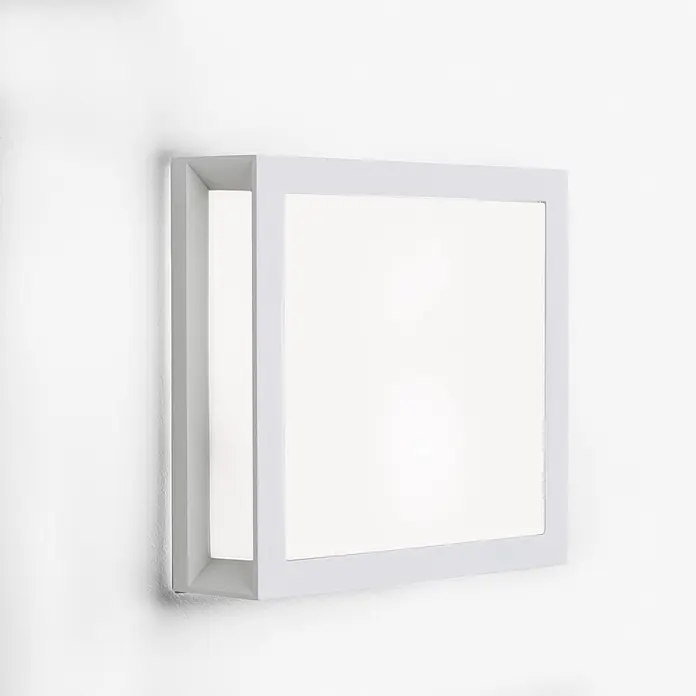 Orion Leuchten Außenwand- & Deckenleuchte Henry - 30 W, L x B x H: 26 x 26 x 8 cm, Weiß, Opal, IP44