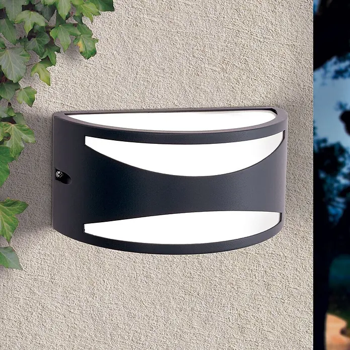 Orion Leuchten Außenwand- & Deckenleuchte Shell - 40 W, L x B x H: 13 x 25 x 12 cm, Schwarz, Opal, IP54