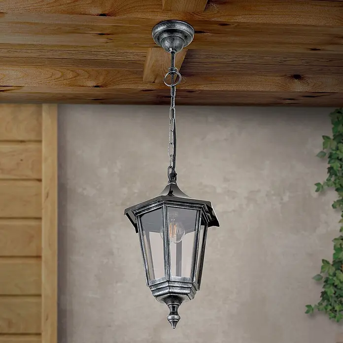 Orion Leuchten Außenwand- & Deckenleuchte Hermine - 60 W, L x B x H: 25,5 x 35 x 105 cm, Schwarz, Klar, IP40