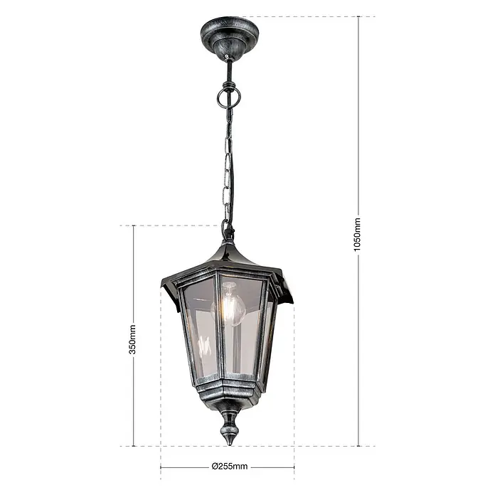 Orion Leuchten Außenwand- & Deckenleuchte Hermine - 60 W, L x B x H: 25,5 x 35 x 105 cm, Schwarz, Klar, IP40