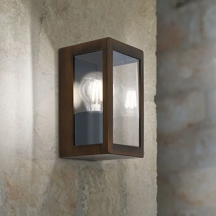 Orion Leuchten Außenwand- & Deckenleuchte Lumina - 40 W, L x B x H: 10,5 x 10,5 x 19,5 cm, Braun, Klar, IP44