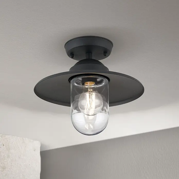 Orion Leuchten Außenwand- & Deckenleuchte Edward - 60 W, L x B x H: 27,5 x 27,5 x 23,5 cm, Schwarz, Klar, IP44