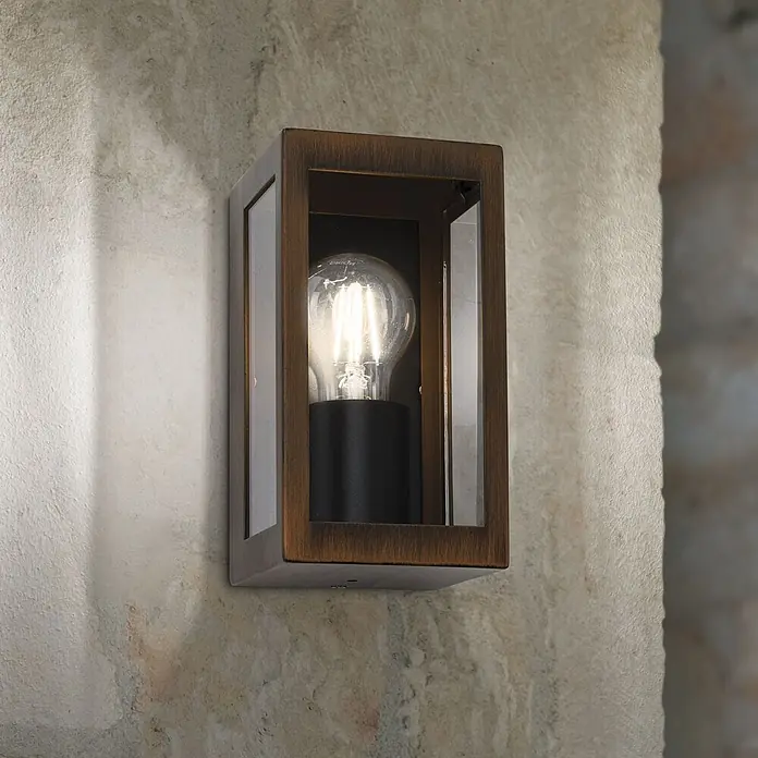 Orion Leuchten Außenwand- & Deckenleuchte Lumina - 40 W, L x B x H: 10,5 x 10,5 x 19,5 cm, Braun, Klar, IP44