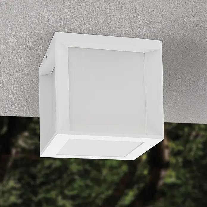 Orion Leuchten Außenwand- & Deckenleuchte Henry - 30 W, L x B x H: 16 x 16 x 16 cm, Weiß, Opal, IP44