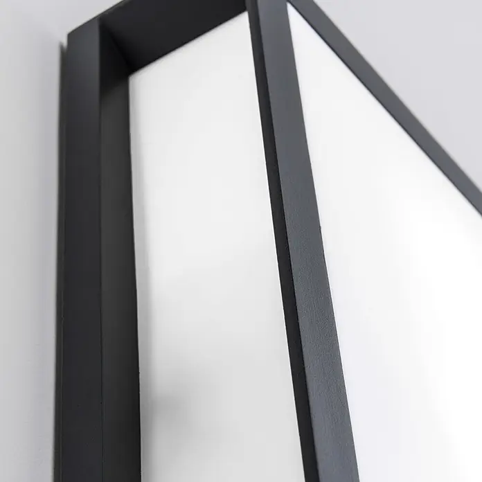 Orion Leuchten Außenwand- & Deckenleuchte Henry - 30 W, L x B x H: 26 x 26 x 8 cm, Schwarz, Opal, IP44
