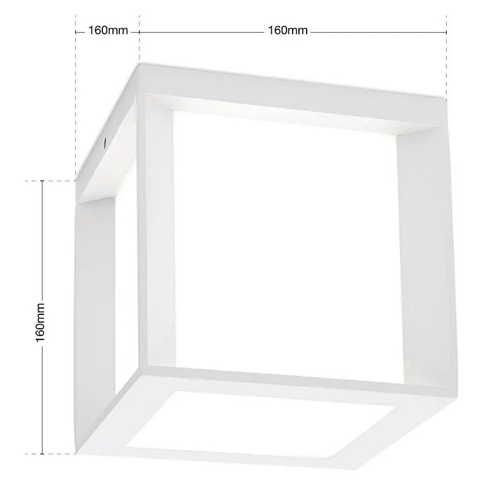 Orion Leuchten Außenwand- & Deckenleuchte Henry - 30 W, L x B x H: 16 x 16 x 16 cm, Weiß, Opal, IP44