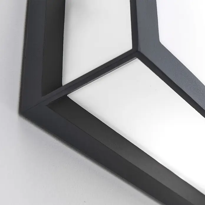 Orion Leuchten Außenwand- & Deckenleuchte Henry - 30 W, L x B x H: 26 x 26 x 8 cm, Schwarz, Opal, IP44