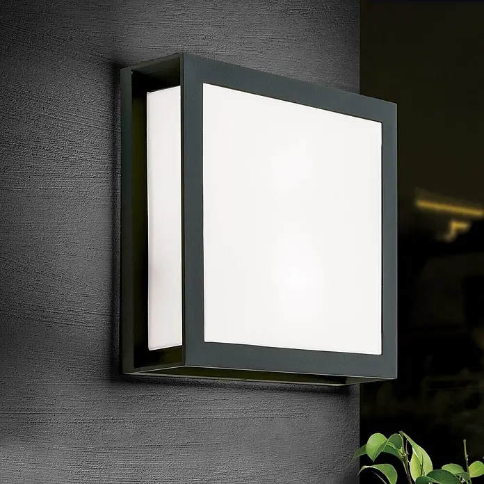 Orion Leuchten Außenwand- & Deckenleuchte Henry - 30 W, L x B x H: 26 x 26 x 8 cm, Schwarz, Opal, IP44