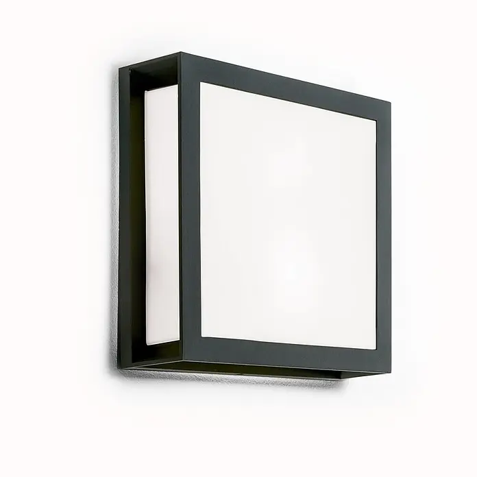 Orion Leuchten Außenwand- & Deckenleuchte Henry - 30 W, L x B x H: 26 x 26 x 8 cm, Schwarz, Opal, IP44