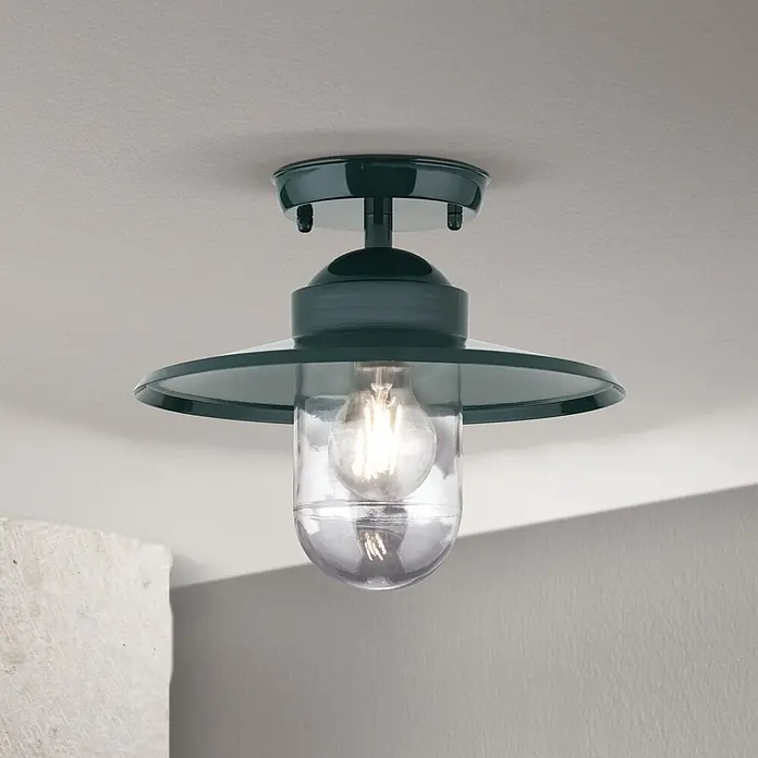 Orion Leuchten Außenwand- & Deckenleuchte Edward - 60 W, L x B x H: 27,5 x 27,5 x 23,5 cm, Grün, Klar, IP44