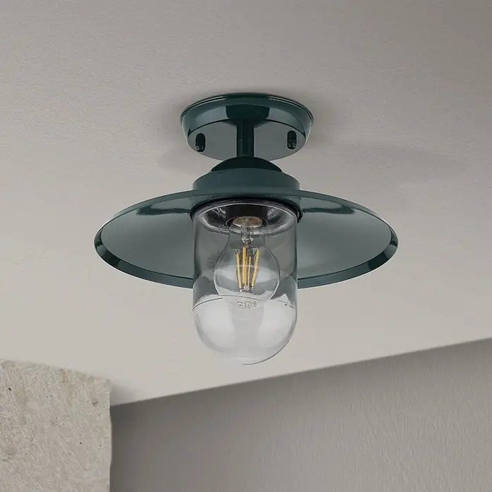 Orion Leuchten Außenwand- & Deckenleuchte Edward - 60 W, L x B x H: 27,5 x 27,5 x 23,5 cm, Grün, Klar, IP44
