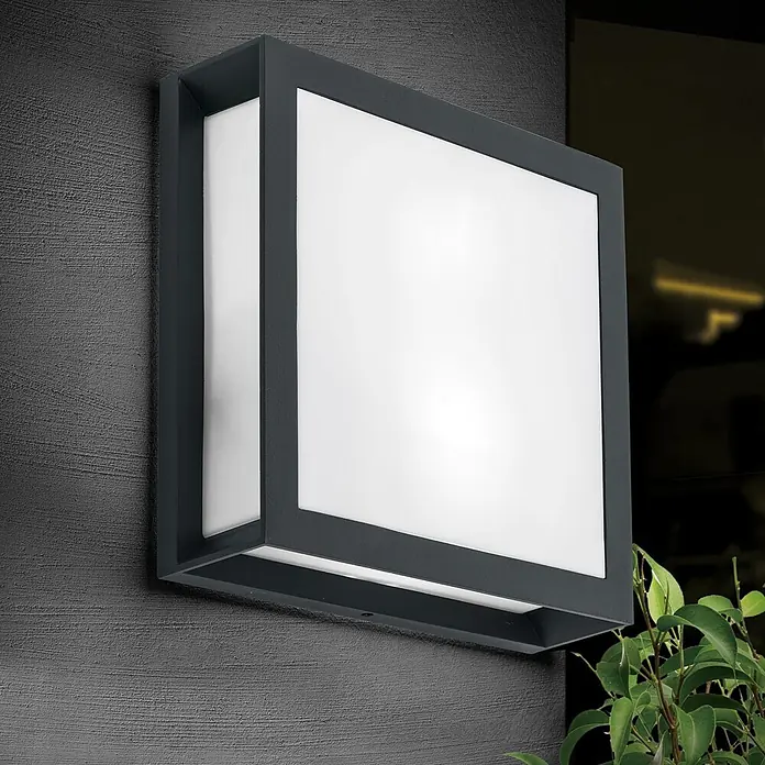 Orion Leuchten Außenwand- & Deckenleuchte Henry - 30 W, L x B x H: 26 x 26 x 8 cm, Schwarz, Opal, IP44