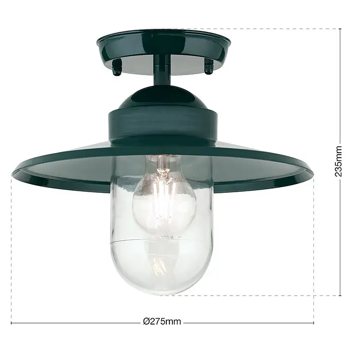 Orion Leuchten Außenwand- & Deckenleuchte Edward - 60 W, L x B x H: 27,5 x 27,5 x 23,5 cm, Grün, Klar, IP44