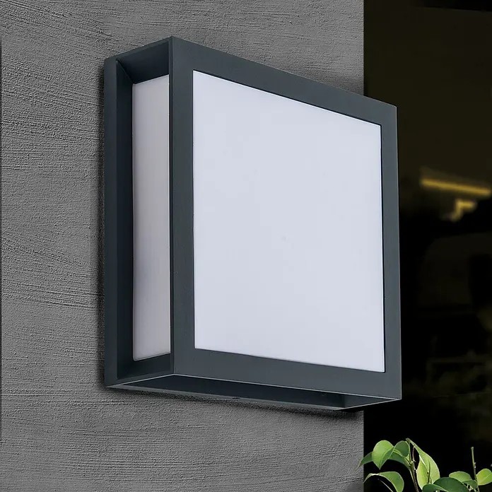 Orion Leuchten Außenwand- & Deckenleuchte Henry - 30 W, L x B x H: 26 x 26 x 8 cm, Schwarz, Opal, IP44