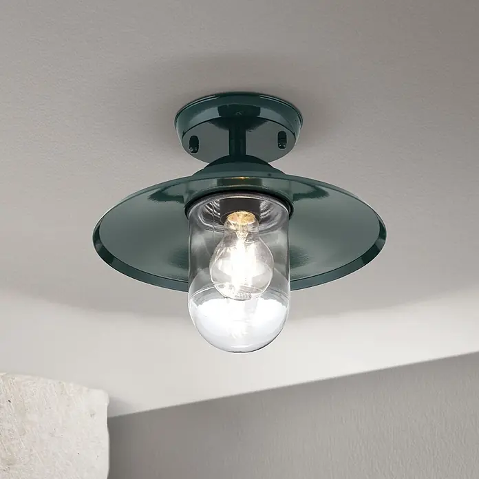 Orion Leuchten Außenwand- & Deckenleuchte Edward - 60 W, L x B x H: 27,5 x 27,5 x 23,5 cm, Grün, Klar, IP44