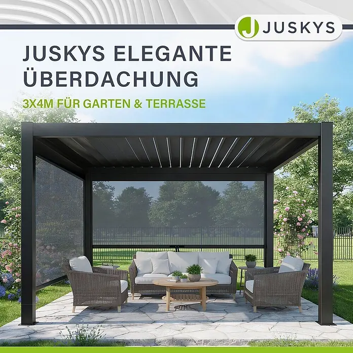 Juskys Pergola mit Lamellendach - B x T: 392 x 300 cm, Farbe Gestell: Anthrazit
