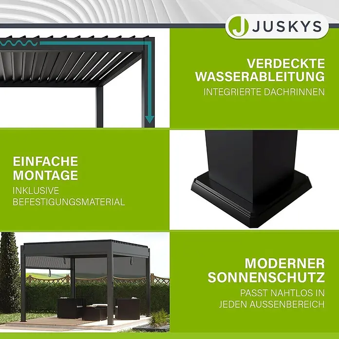 Juskys Pergola mit Lamellendach - B x T: 392 x 300 cm, Farbe Gestell: Anthrazit