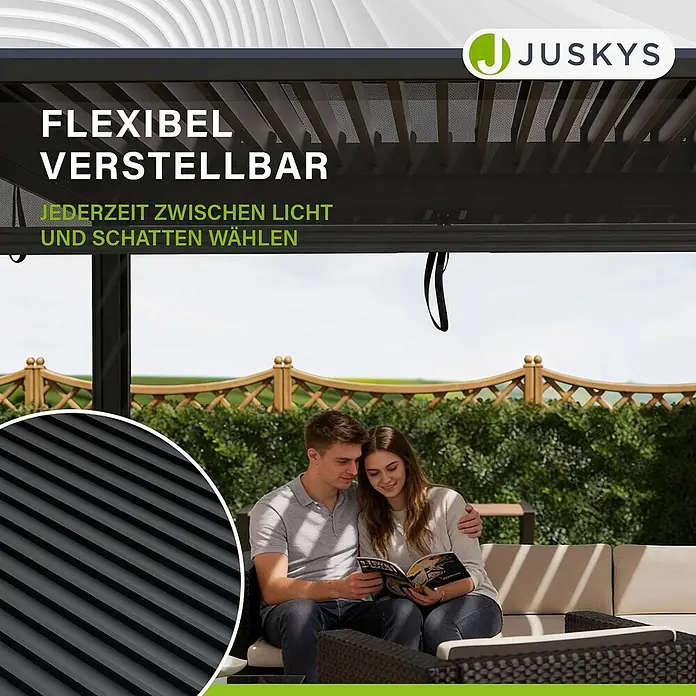 Juskys Pergola mit Lamellendach - B x T: 392 x 300 cm, Farbe Gestell: Anthrazit