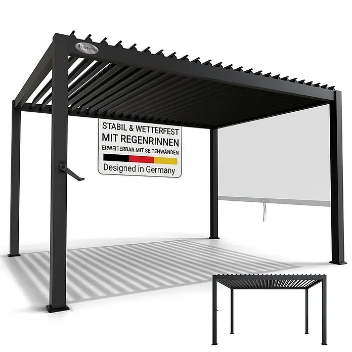 Juskys Pergola mit Lamellendach - B x T: 392 x 300 cm, Farbe Gestell: Anthrazit