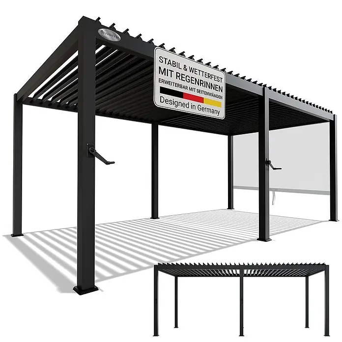 Juskys Pergola mit Lamellendach - B x T: 590 x 300 cm, Farbe Gestell: Anthrazit