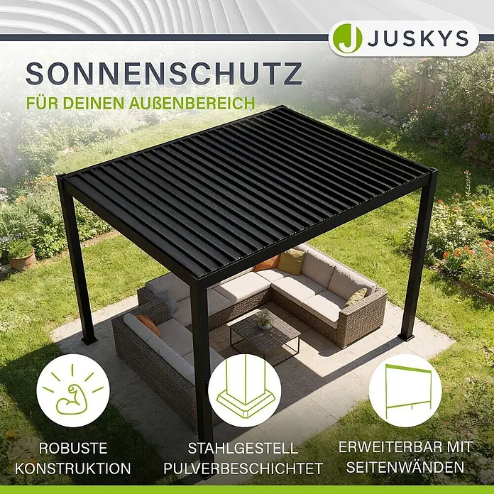 Juskys Pergola mit Lamellendach - B x T: 392 x 300 cm, Farbe Gestell: Anthrazit