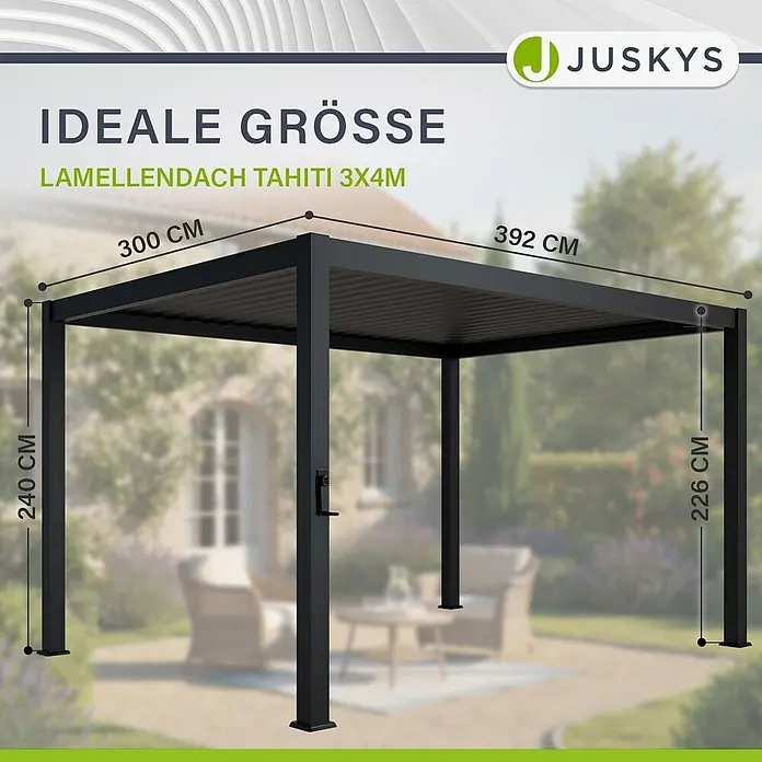 Juskys Pergola mit Lamellendach - B x T: 392 x 300 cm, Farbe Gestell: Anthrazit
