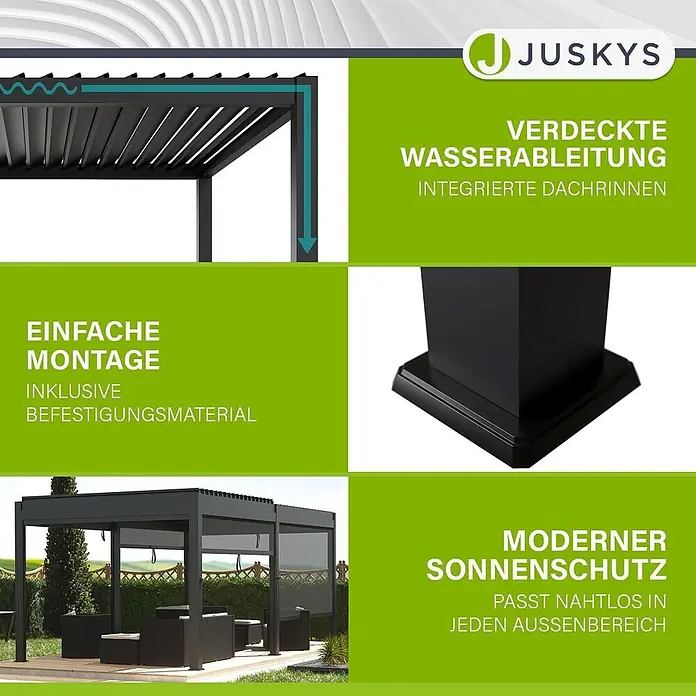 Juskys Pergola mit Lamellendach - B x T: 590 x 300 cm, Farbe Gestell: Anthrazit