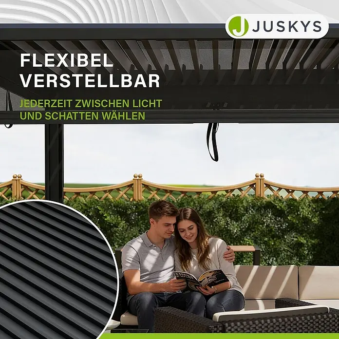 Juskys Pergola mit Lamellendach - B x T: 300 x 300 cm, Farbe Gestell: Anthrazit