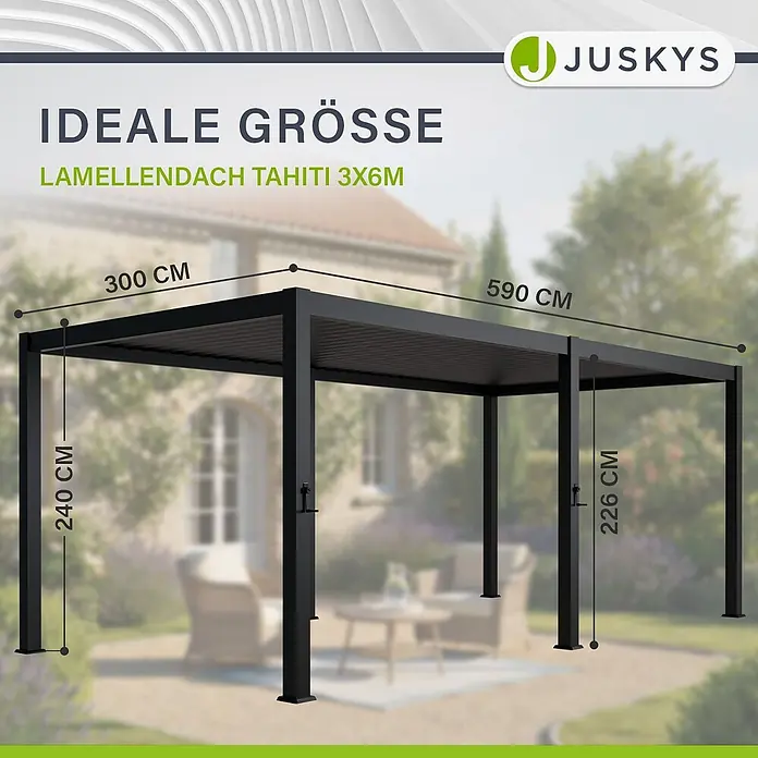 Juskys Pergola mit Lamellendach - B x T: 590 x 300 cm, Farbe Gestell: Anthrazit