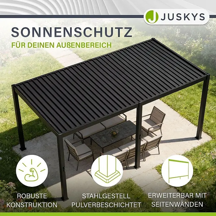 Juskys Pergola mit Lamellendach - B x T: 590 x 300 cm, Farbe Gestell: Anthrazit