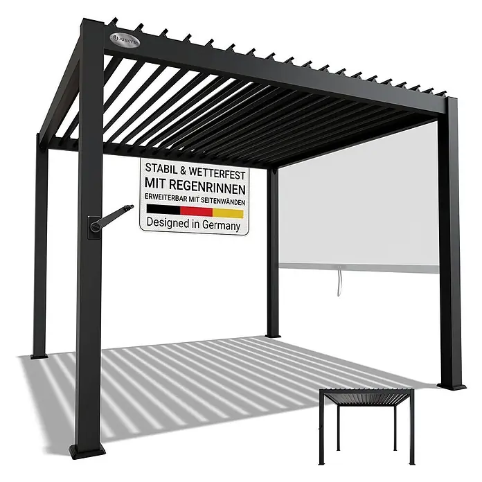 Juskys Pergola mit Lamellendach - B x T: 300 x 300 cm, Farbe Gestell: Anthrazit