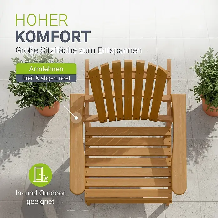 Juskys Garten-Loungesessel Korfu - 2 Stk., Akazienholz, Klappbar, Natur, B x T x H: 69 x 85 x 94 cm