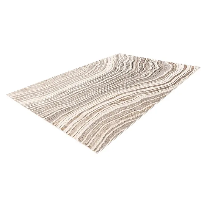 Kayoom Kurzflorteppich Chalk 225 - Silber/Beige, 290 x 200 cm, 100 % Polyester - Diagonale Ansicht