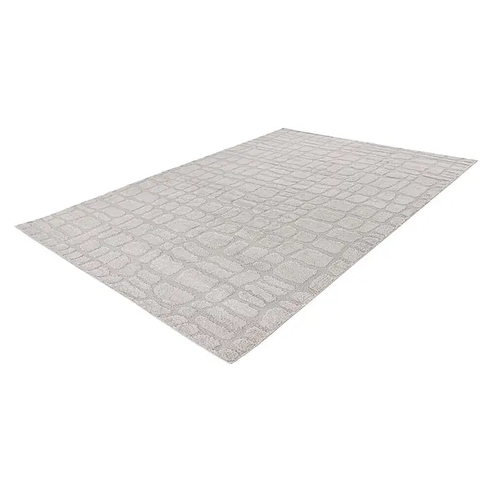 Kayoom Hochflorteppich Angel 125 - Silber, 150 x 80 cm, 100 % Polyester - Diagonale Ansicht