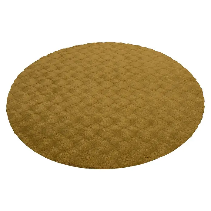 Kayoom Fellteppich Royal Glow 825 - Honig, Durchmesser: 120 cm, 80 % Polyester, 20 % Baumwolle - Diagonale Ansicht